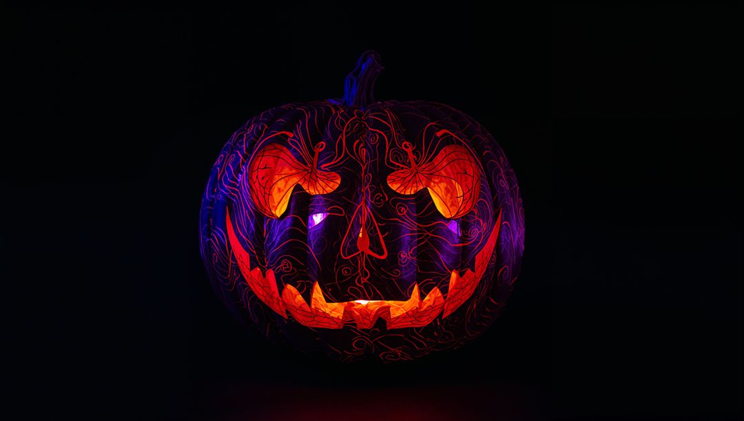 Glowing Carved Pumpkin with Mystical Swirl Patterns