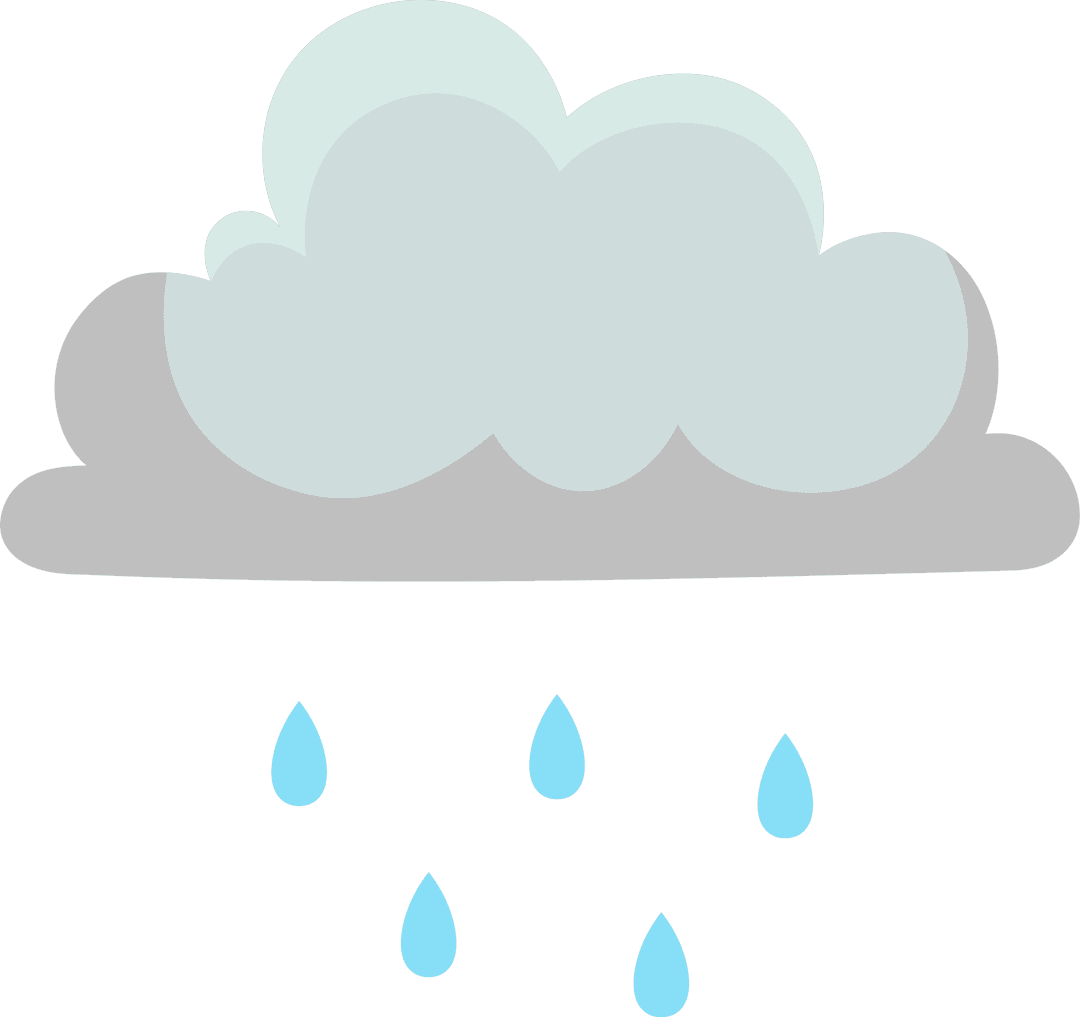 Stylized Cloud with Raindrops on Transparent Background Illustration