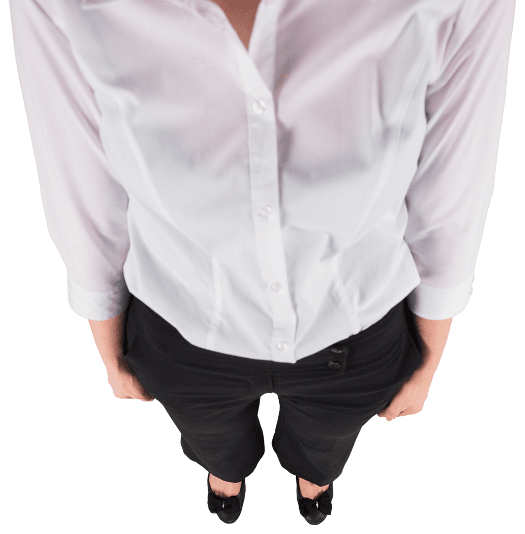 Transparent High Angle View of Businesswoman in Professional Attire