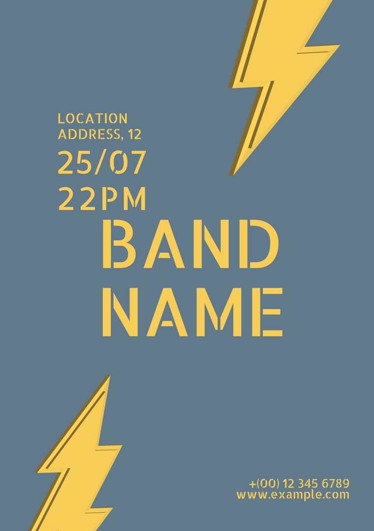 Energetic Concert Poster Template with Lightning Bolts for Event Promotion - Download Free Stock Templates Pikwizard.com