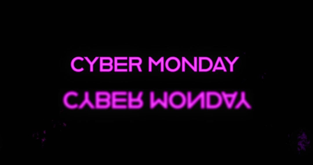 Cyber Monday Neon Reflection with Purple Flare on Black Background
