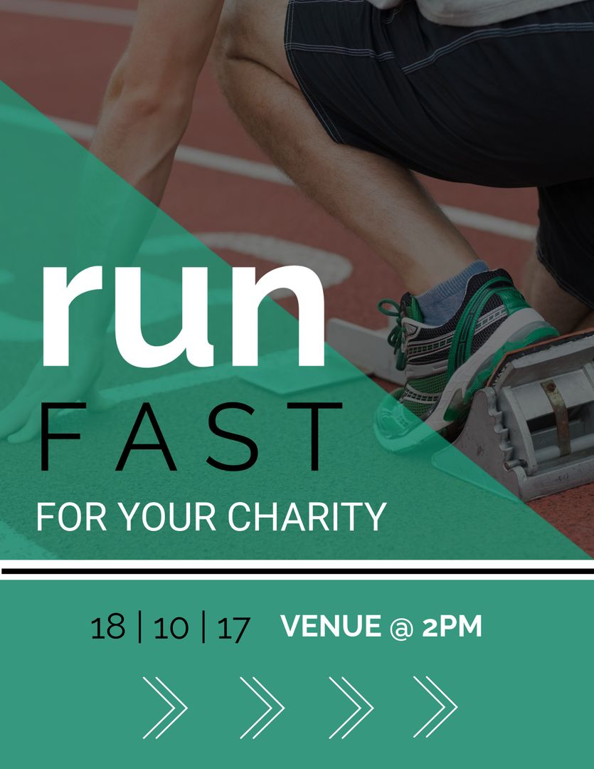 Charity Run Event Runner at Starting Block Promoting Fitness