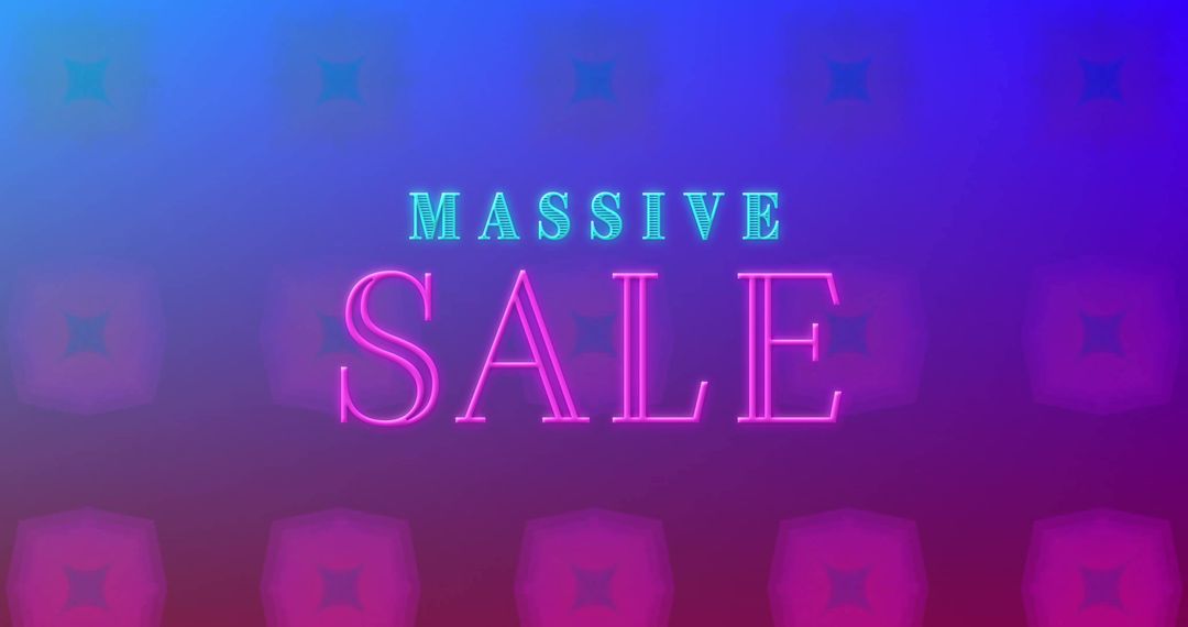 Massive Sale Neon Text with Digital Background Effects