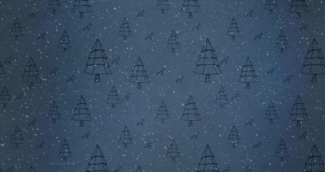 Seamless Snowfall with Christmas Tree Pattern on Blue Background