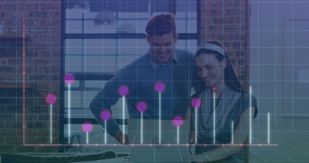 Business Professionals Analyzing Graph on Laptop in Office