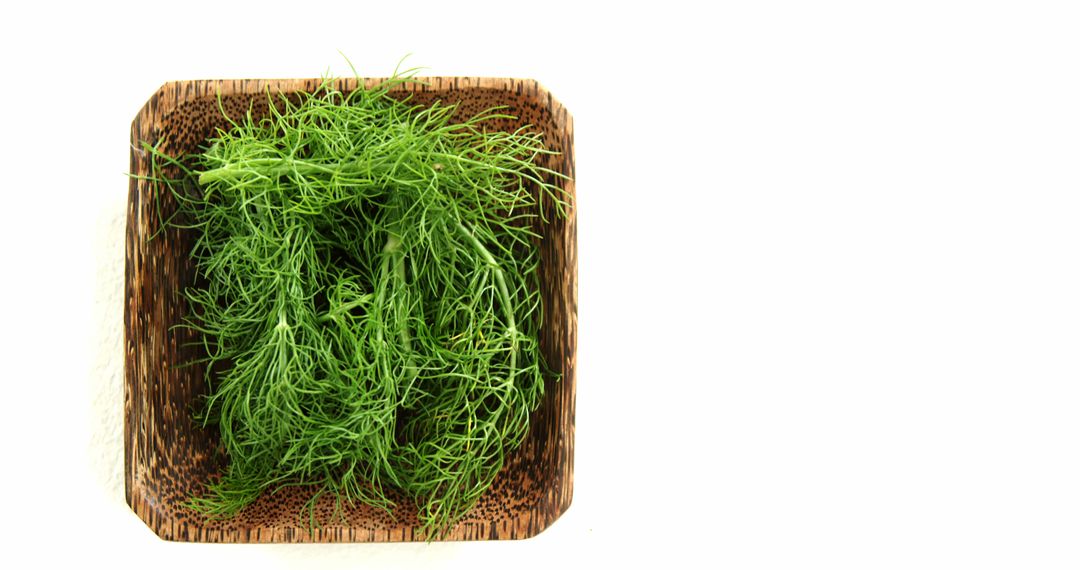 Fresh Dill in Wooden Basket on White Background - Free Images, Stock Photos and Pictures on Pikwizard.com