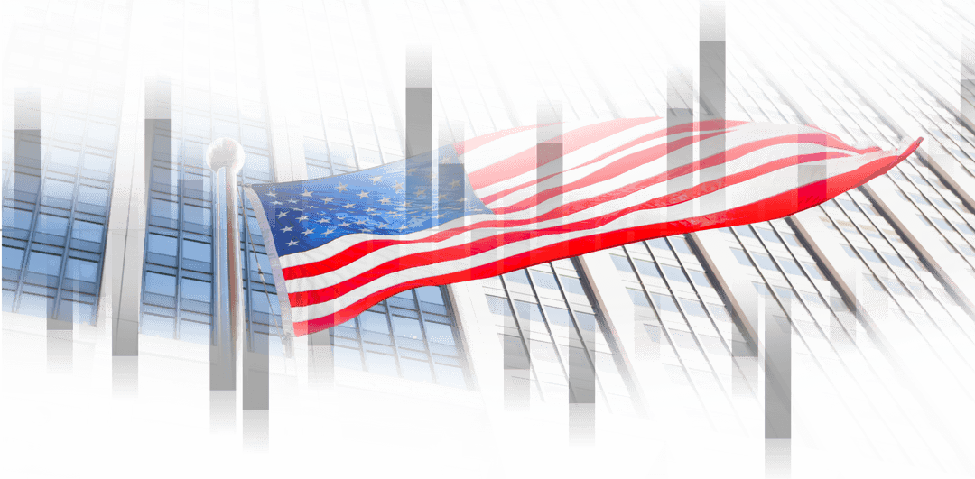 American Flag Wave on Transparent Background Modern Urban Scene