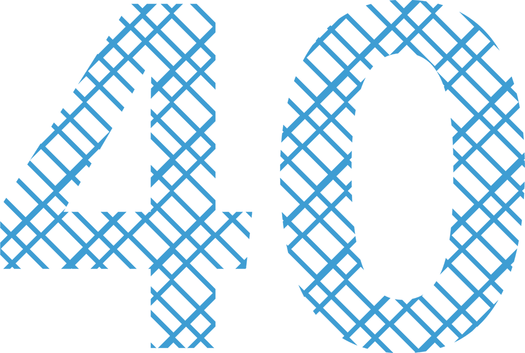 Transparent Number Forty with Blue Grid Design