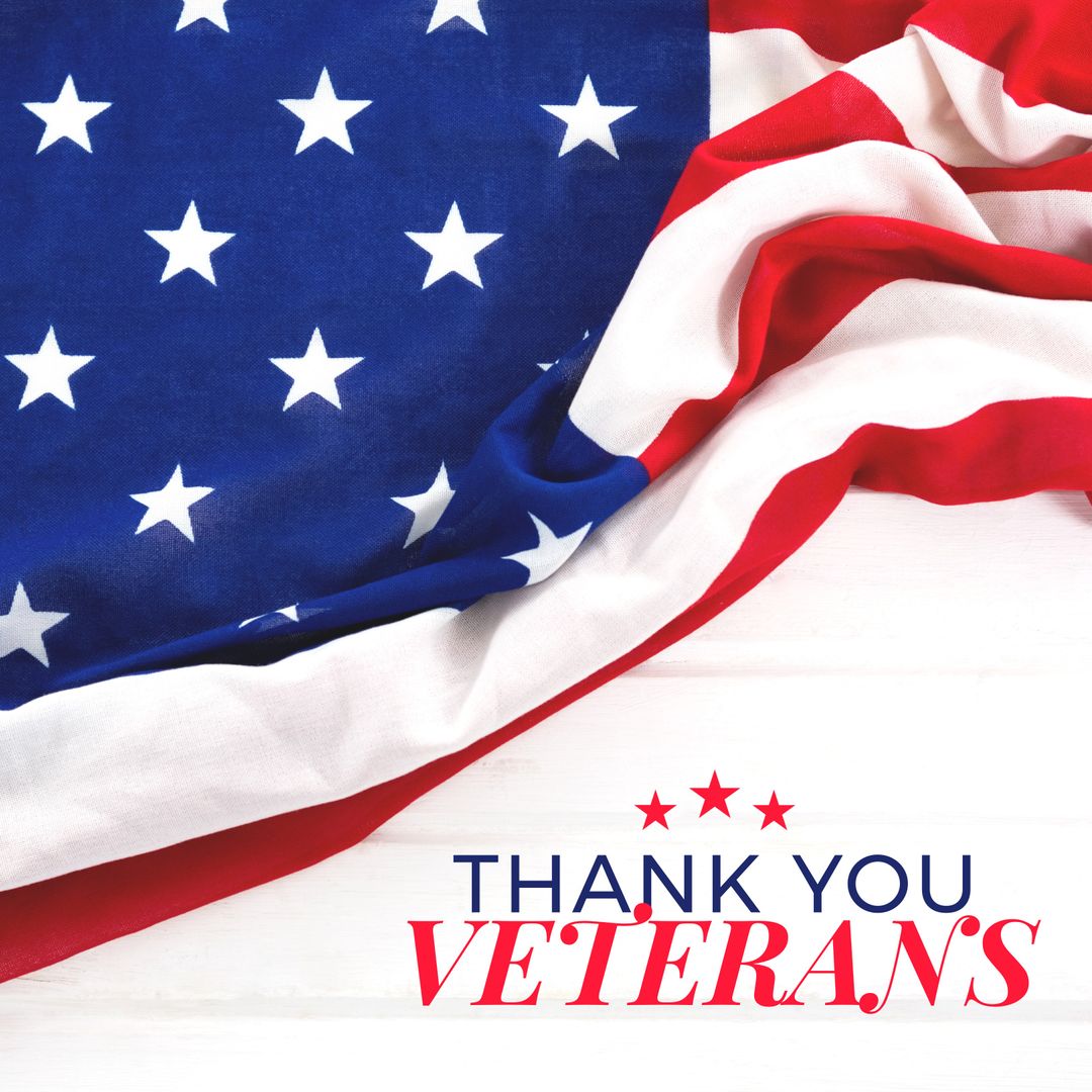 Thank You Veterans Day with American Flag on White Background