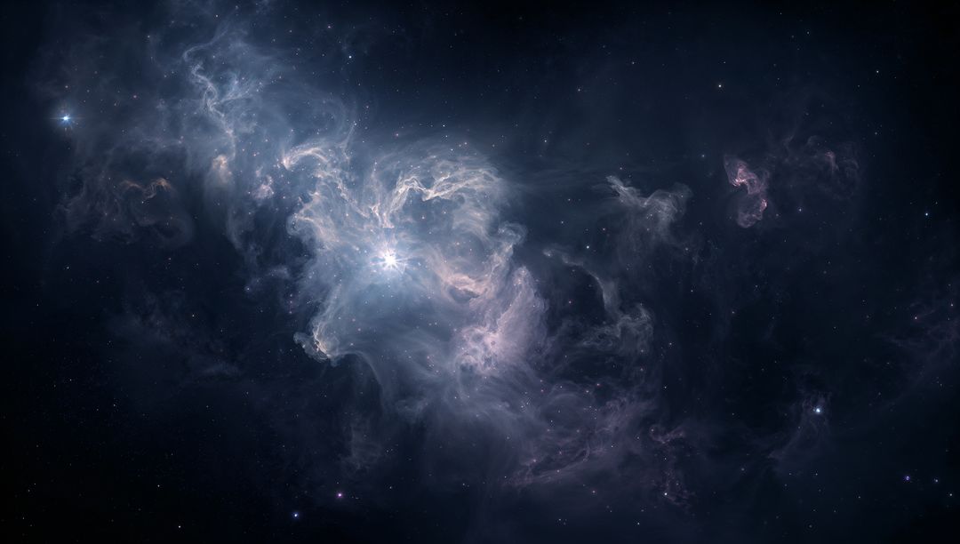 Glowing Nebula with Central Bright Star in Deep Space