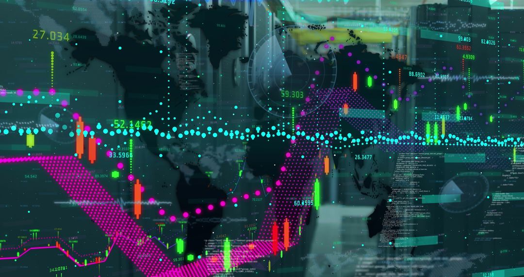 Digital data security and global internet connections concept
