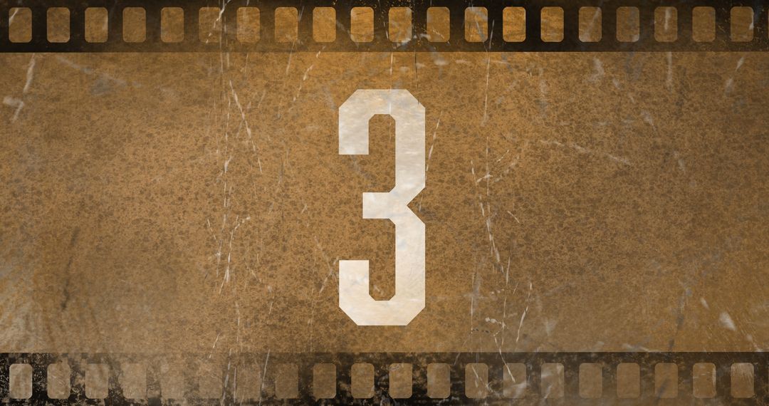 Retro Filmstrip Countdown with Number Three