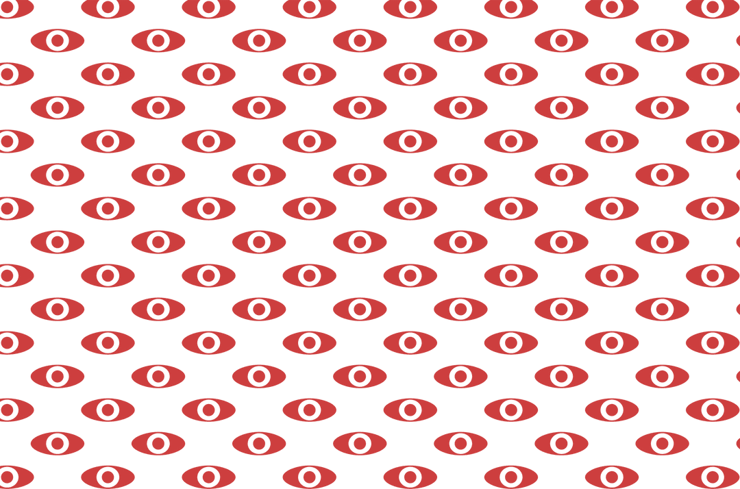 Pattern of Repeating Red Eyes on Transparent Background