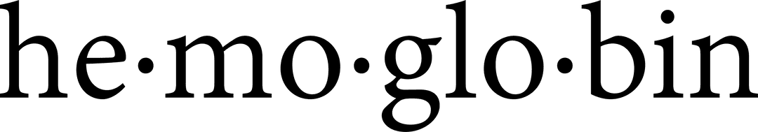 Transparent PNG Hemoglobin Text with Syllables Separated by Dots