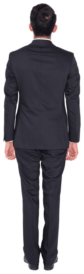 Transparent Businessman in Suit with Back Turned to Camera