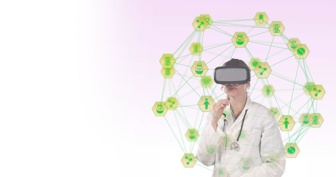 Doctor Exploring Virtual Reality Interfaces in Futuristic Medical Environment