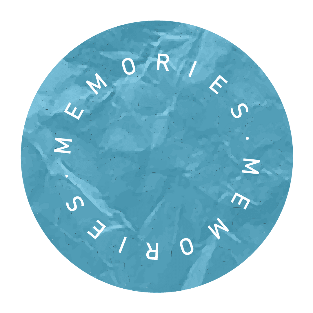 Mottled Watercolor Circle with Memories Text on Transparent Background