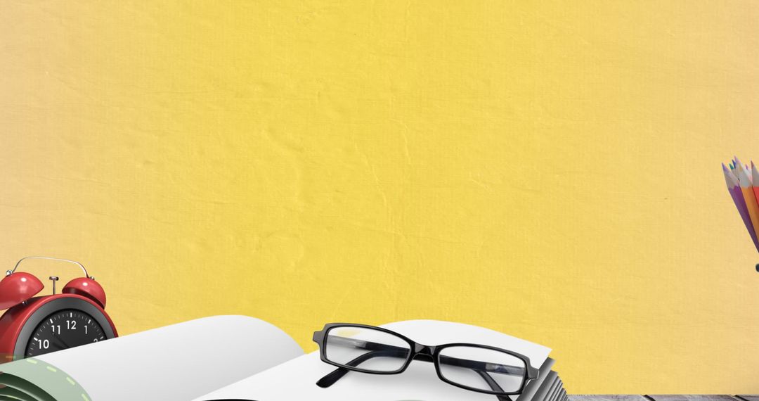 Education and Learning Tools on Yellow Background