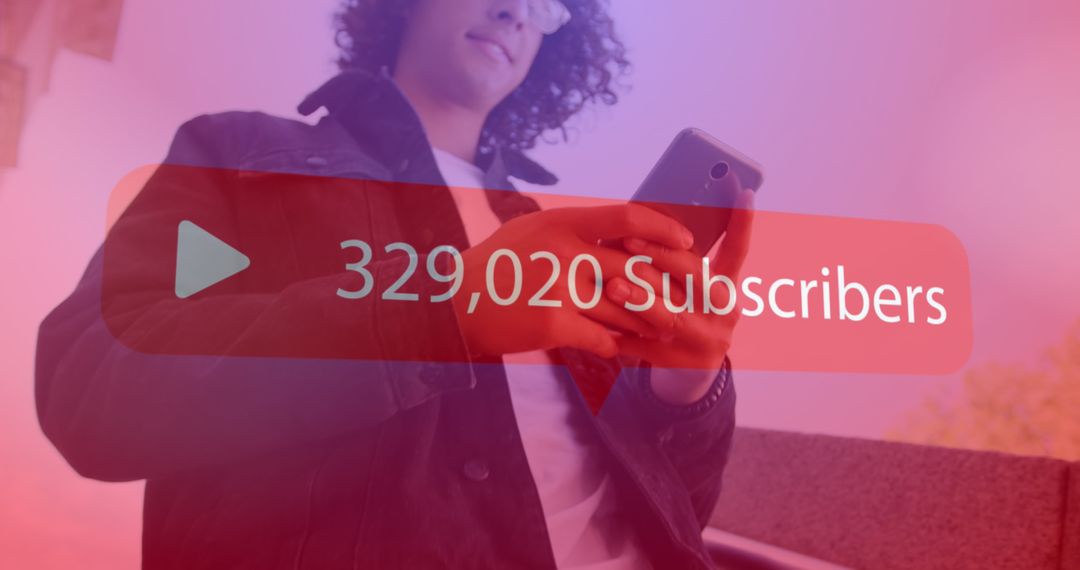 Growing YouTube Subscribers Concept with Smartphone User