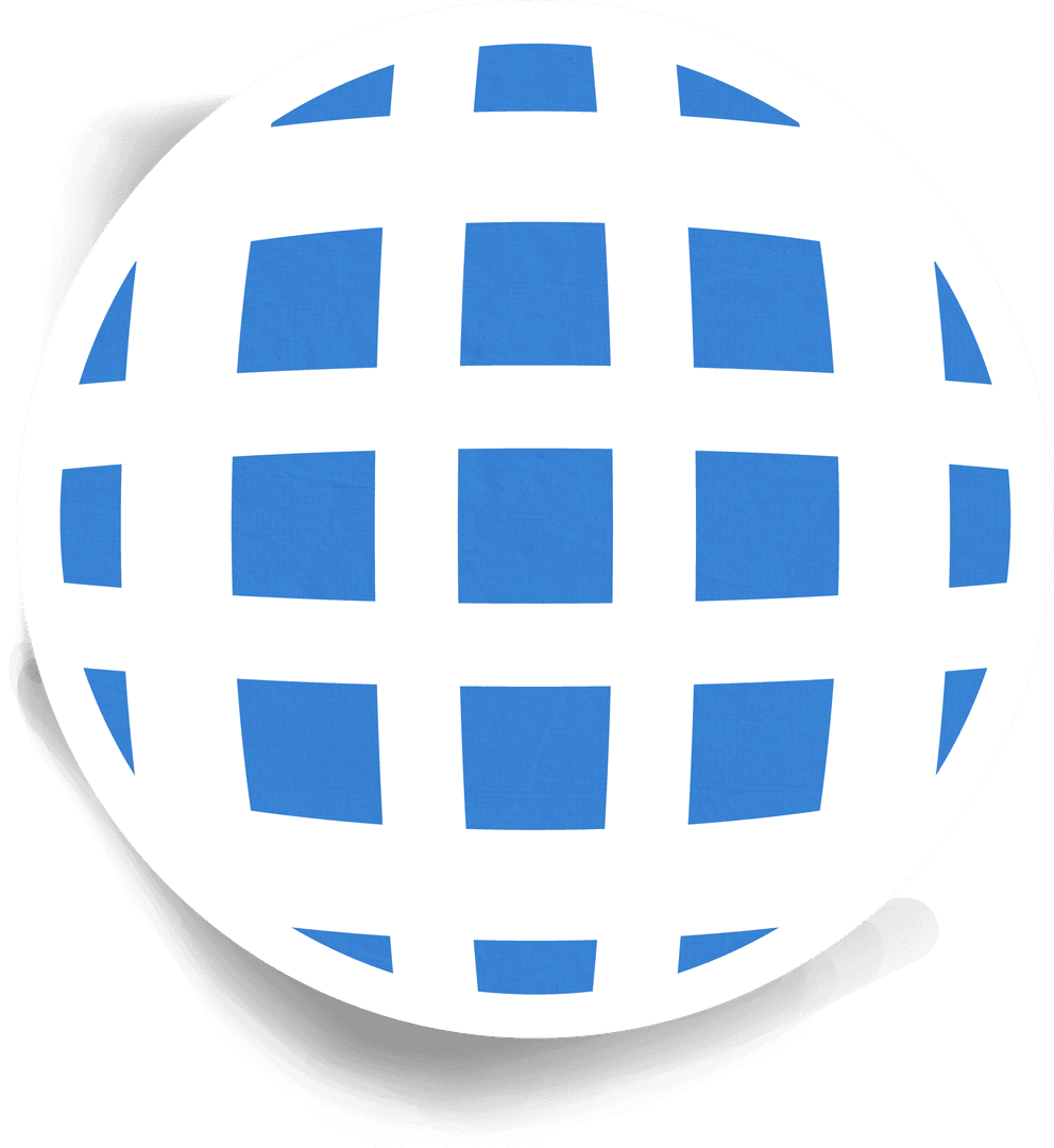 Transparent Globe Icon with Blue Grid Detail