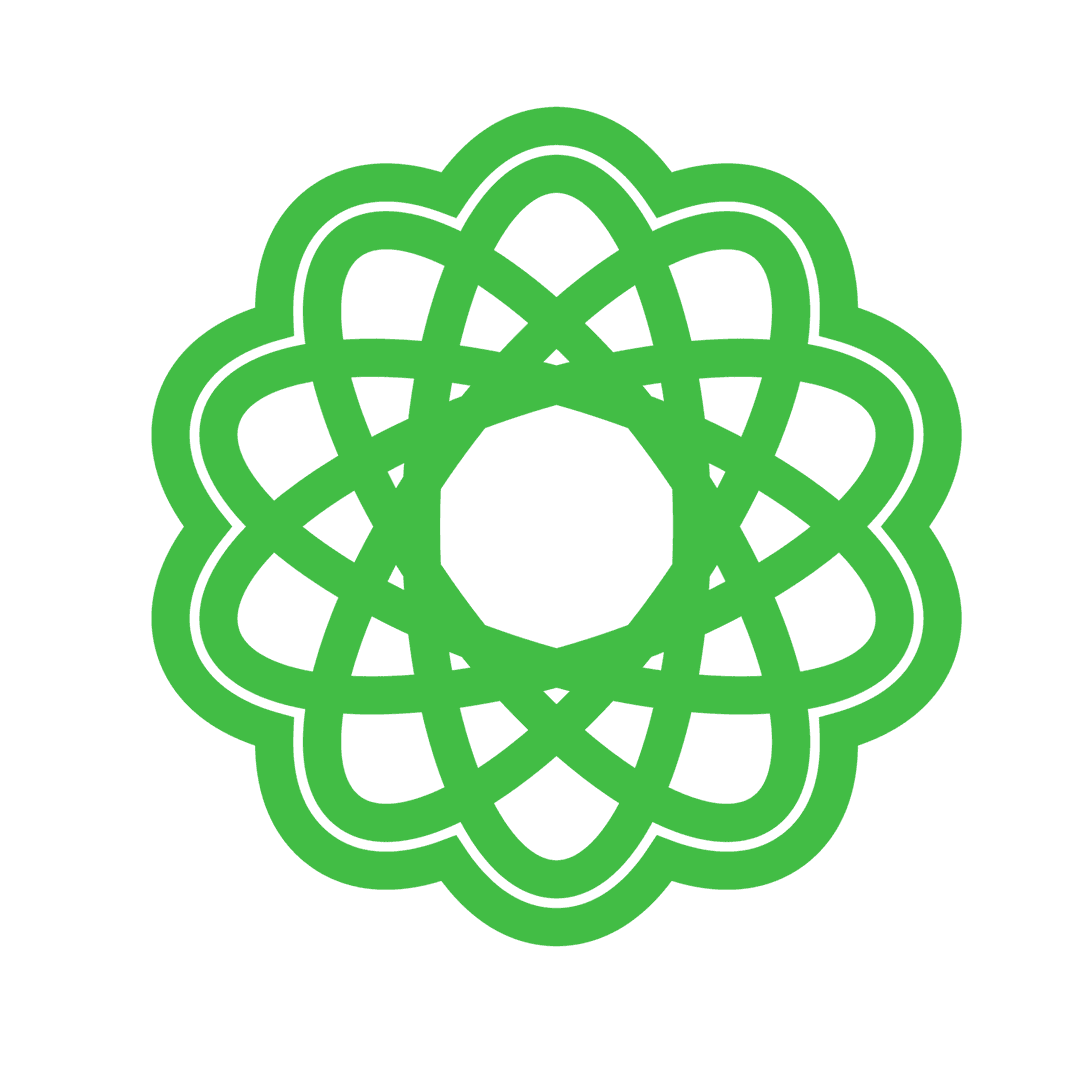 Green Rosette Medallion on Transparent Background for Science and Education