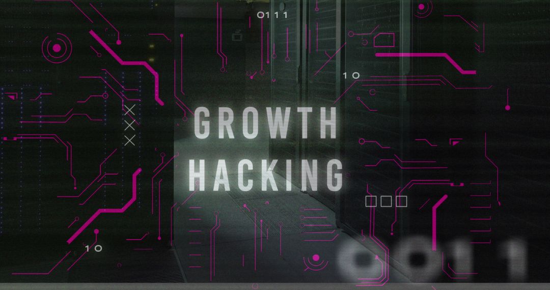 growth hacking concept with digital binary codes and server room - Free Images, Stock Photos and Pictures on Pikwizard.com
