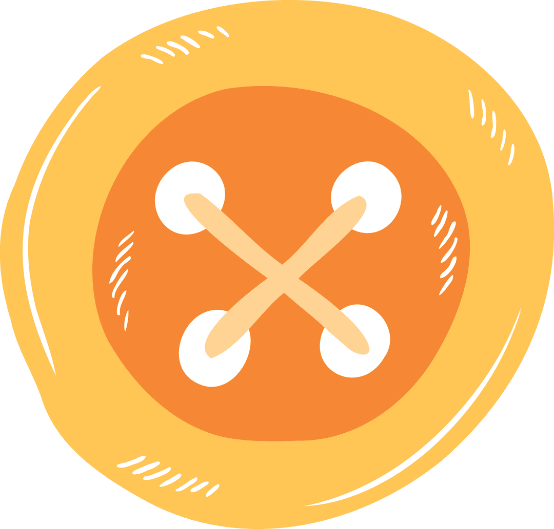 Bright Orange Button Illustration on Transparent Background