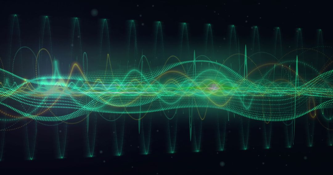 Abstract Green Waves in Digital Motion Fantasy Scape