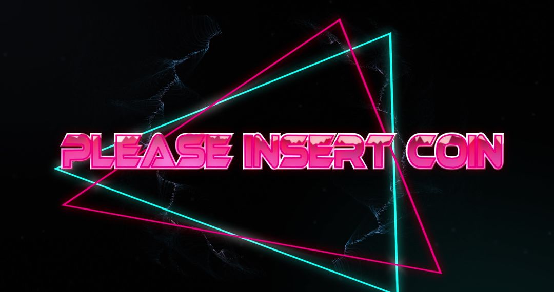 Retro Arcade Design with 'Please Insert Coin' in Neon Pink