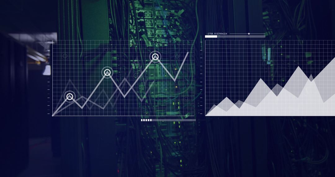 Data Graphs in Futuristic Server Room Environment