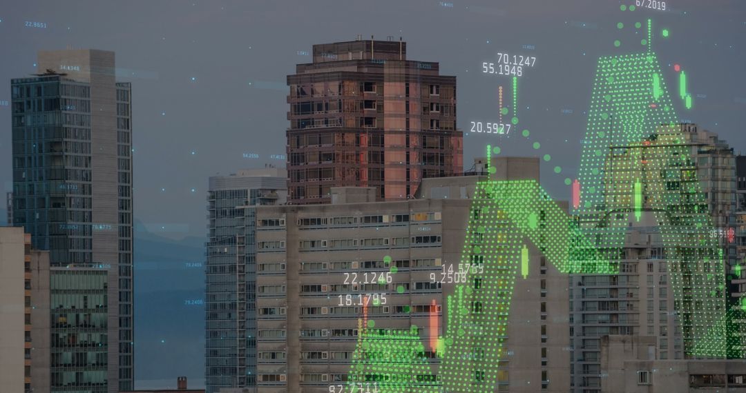 Financial Data Analysis Over Modern City Skyline