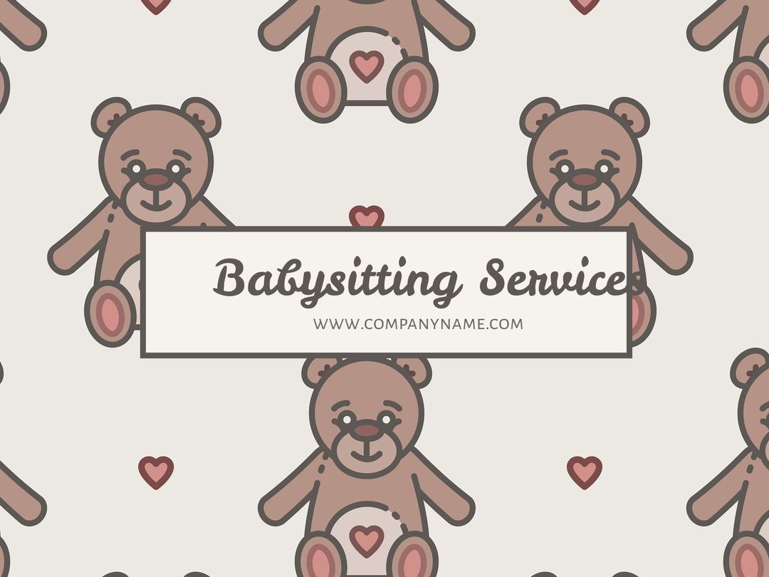 Adorable Babysitting Service Teddy Bear Template