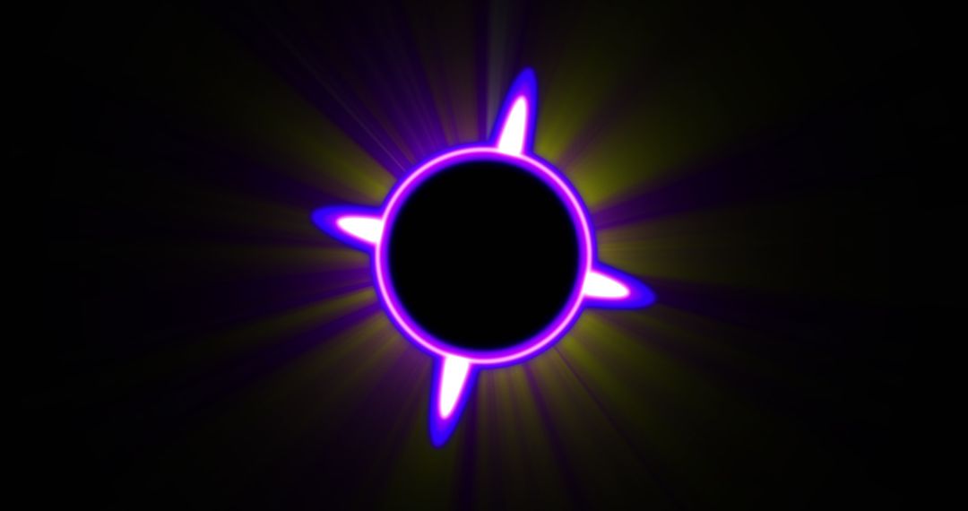 Glowing Purple Circle with Starburst Effect on Black Background