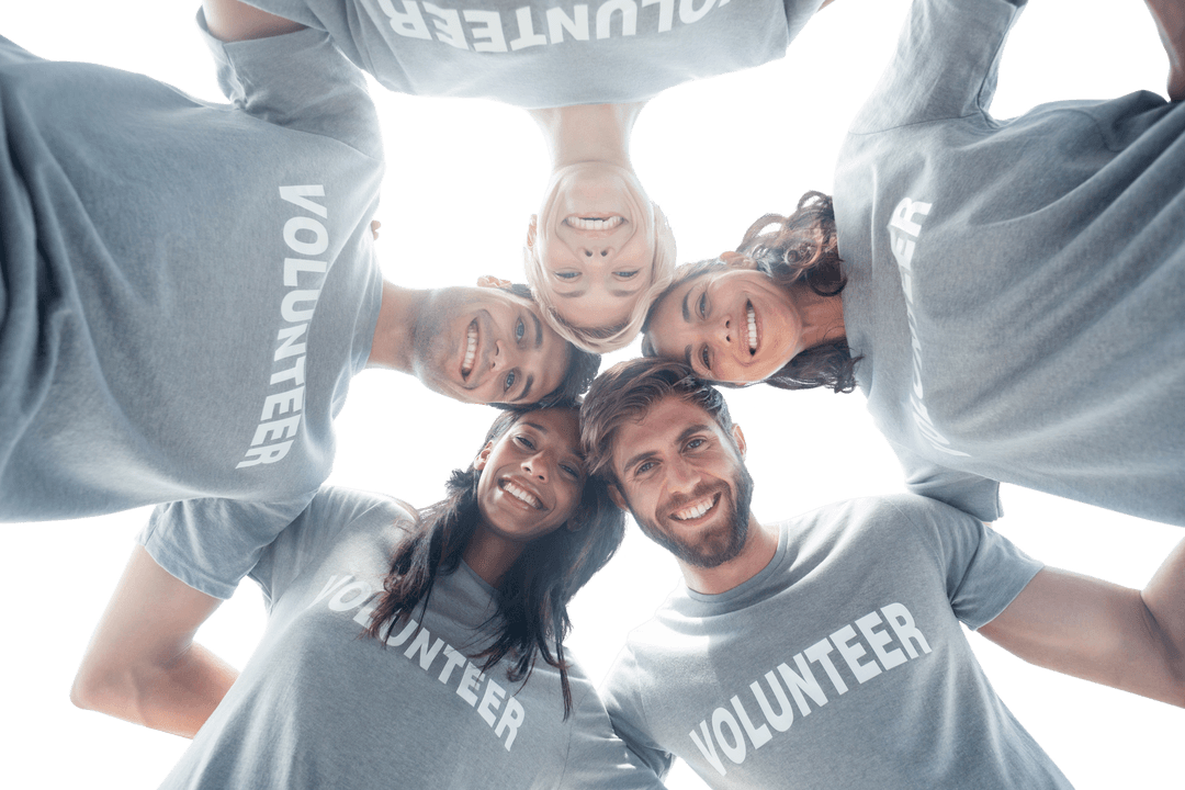 Diverse Group of Volunteers Embracing Transparent Background