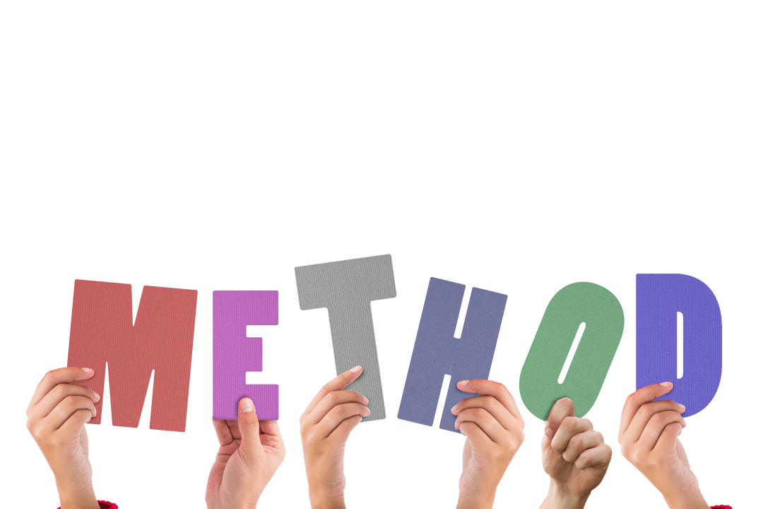 Transparent Hands Holding Word Method Letters Vector Illustration