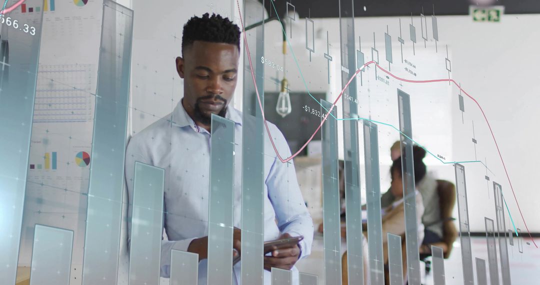 Business Professional Monitoring Financial Data in Modern Workplace