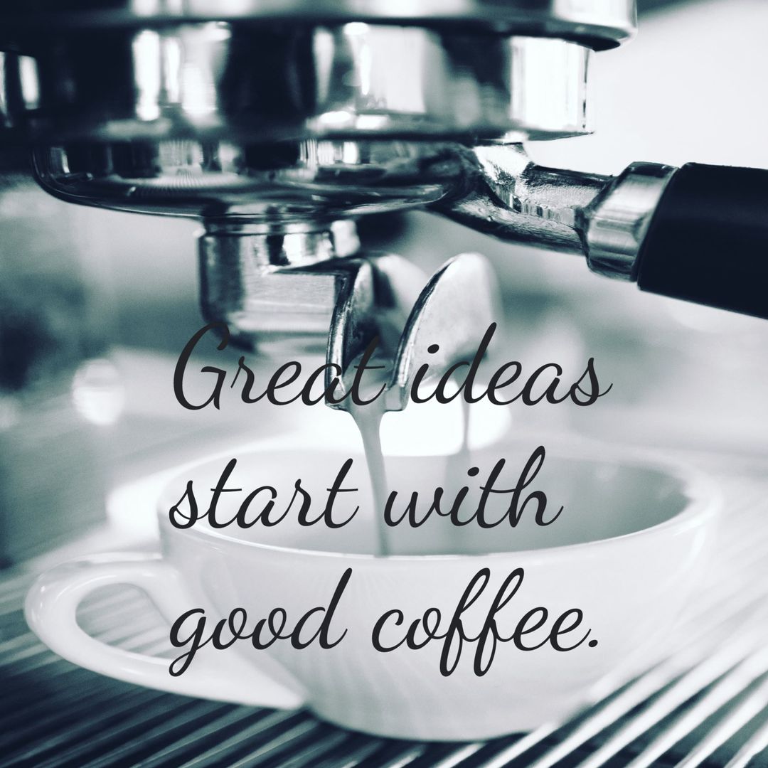 Espresso Machine Pouring Coffee with Inspirational Quote - Download Free Stock Templates Pikwizard.com