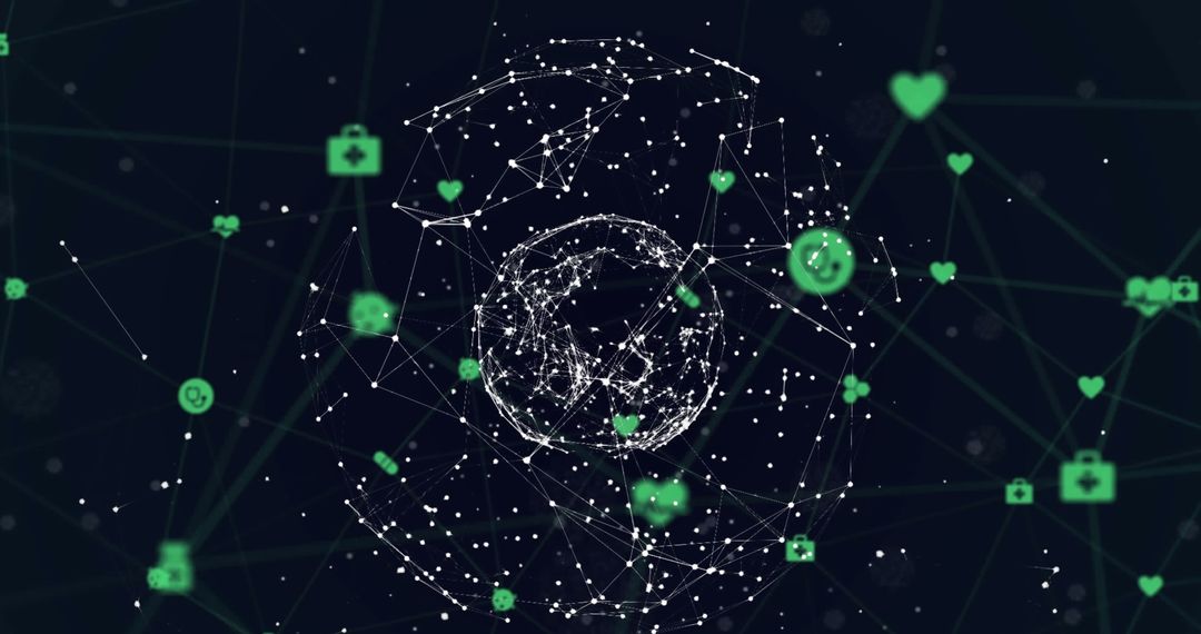 Digital Globe with Medical Icons Illustrating Global Healthcare Network