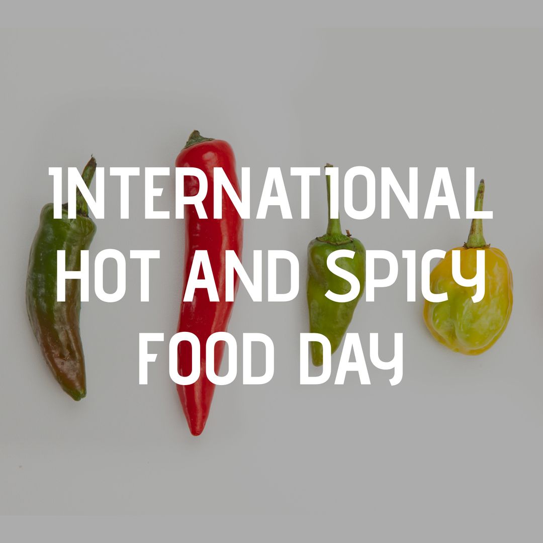 International Hot and Spicy Food Day with Colorful Chili Peppers