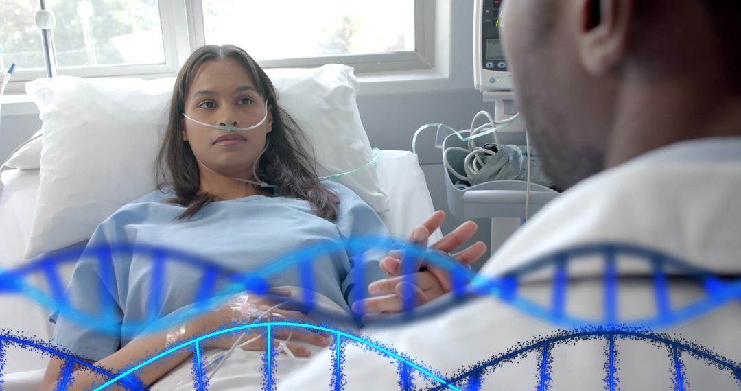 Doctor Consulting Patient in Hospital Bed Discussing Treatment