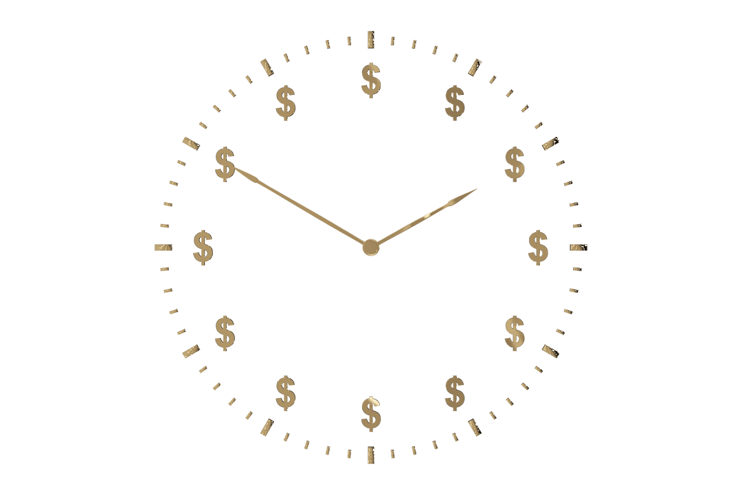 Transparent Financial Clock with Dollar Symbols Illustration