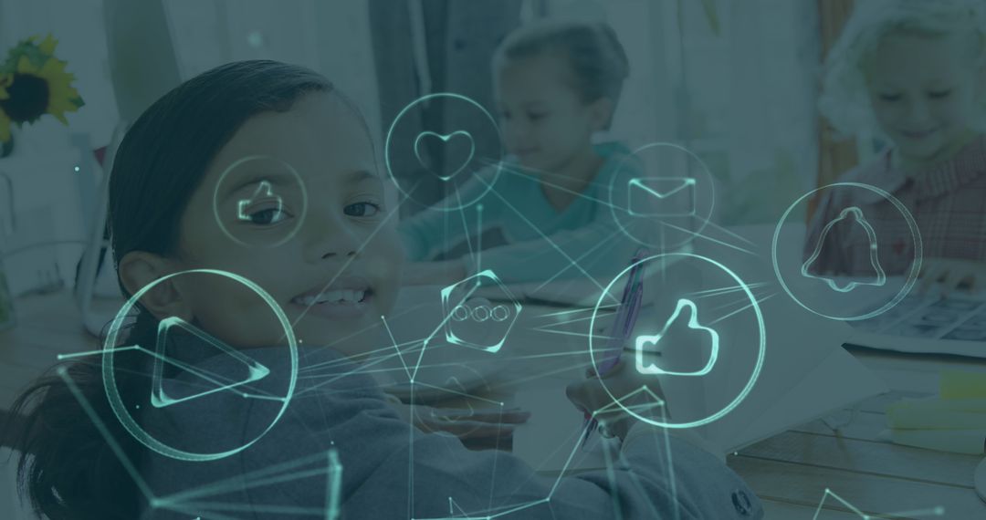 Children Engaging with Digital Technology in Modern Classroom