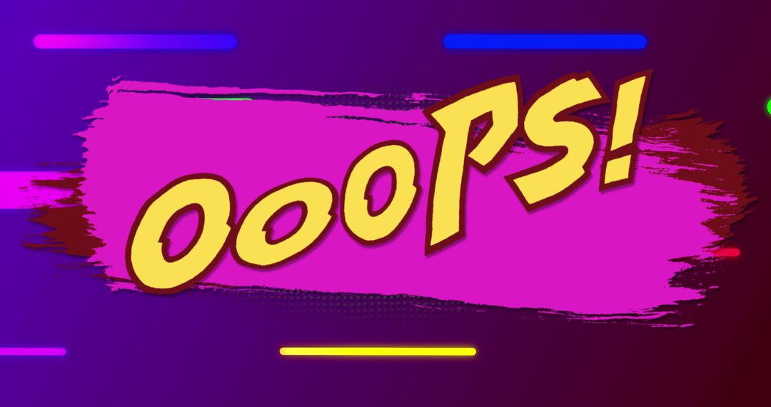 Oops Comic Style Text on Vibrant Purple Background