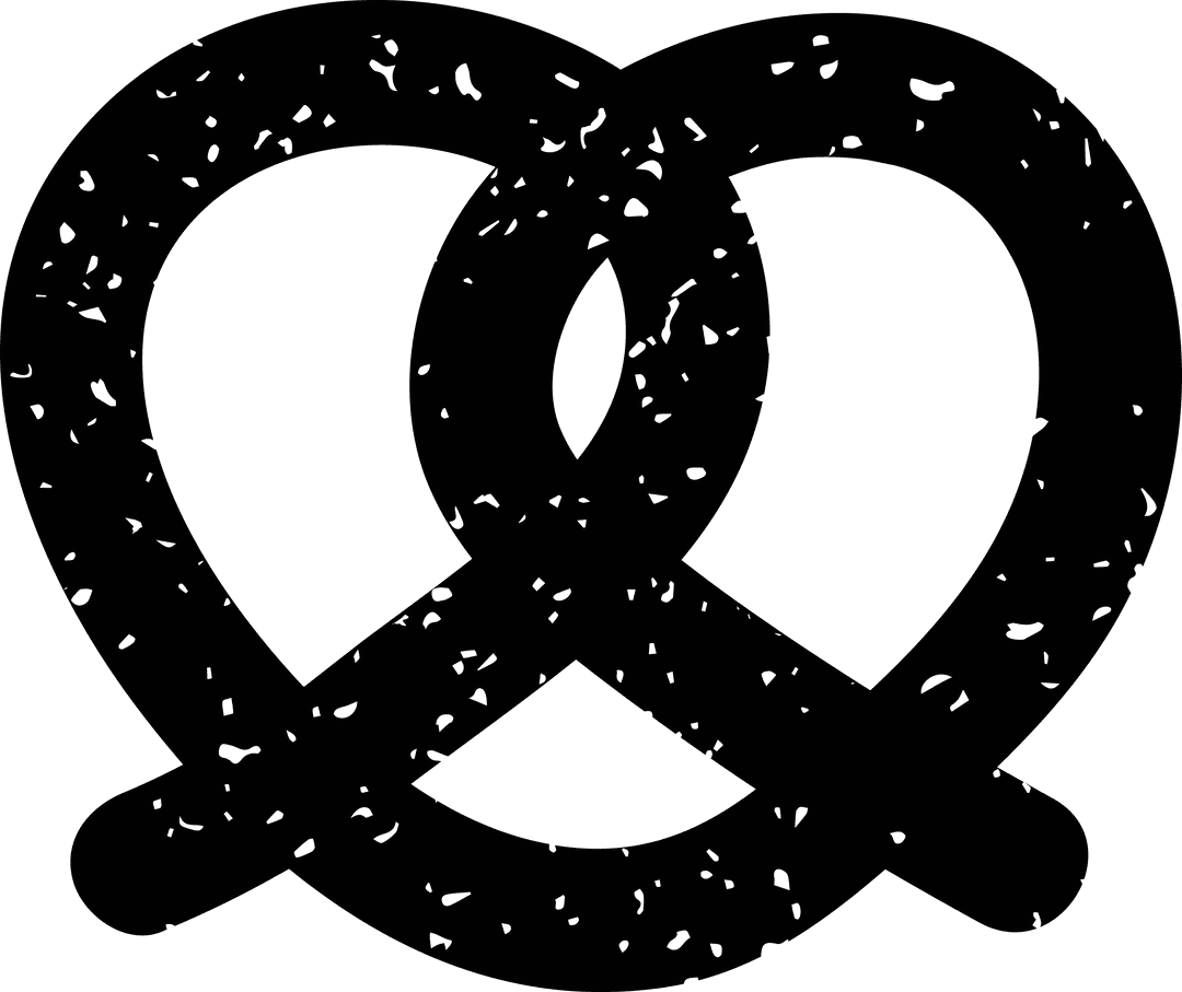 Black Pretzel Silhouette Isolated on Transparent Background