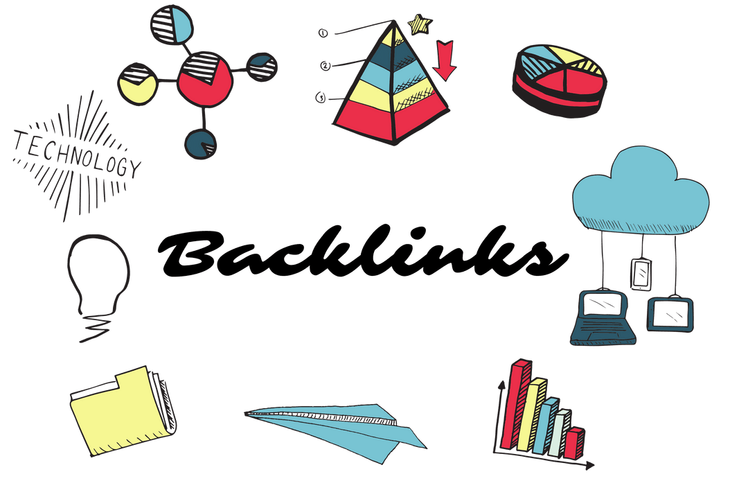 Colorful Vector Icons With 'Backlinks' Text on Transparent Background