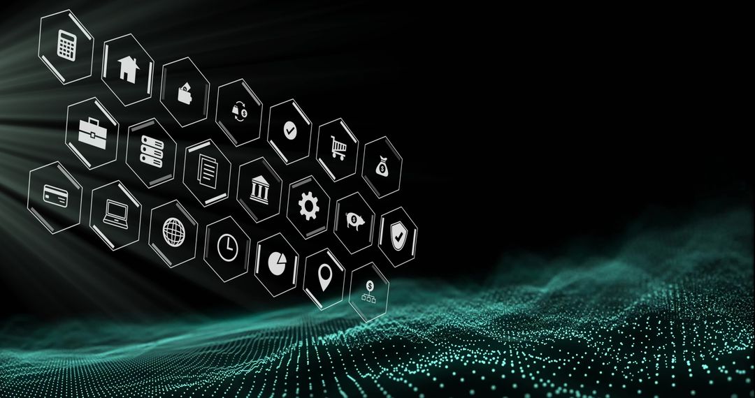 Futuristic Business Icons with Digital Interface Theme