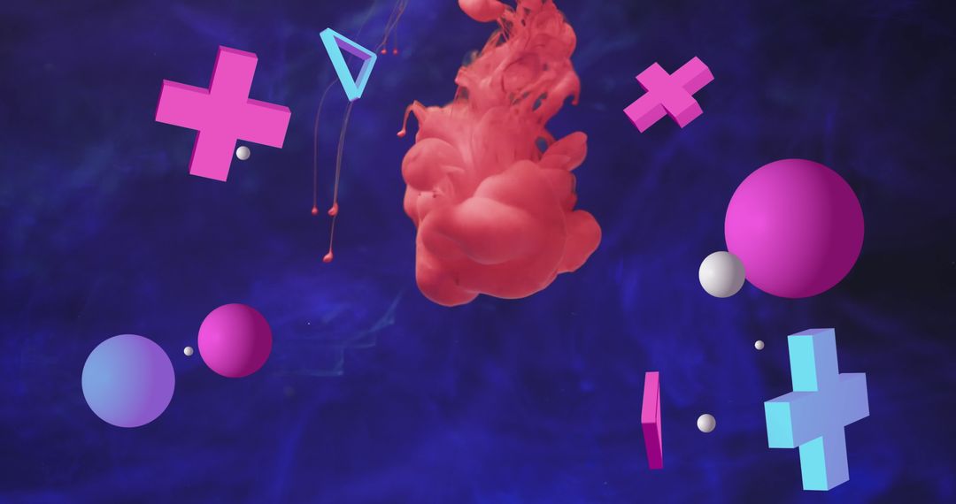 Colorful Abstract Geometry with Liquid on Vibrant Background