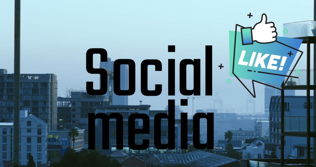Social Media Concept with Like Symbol over Urban Cityscape