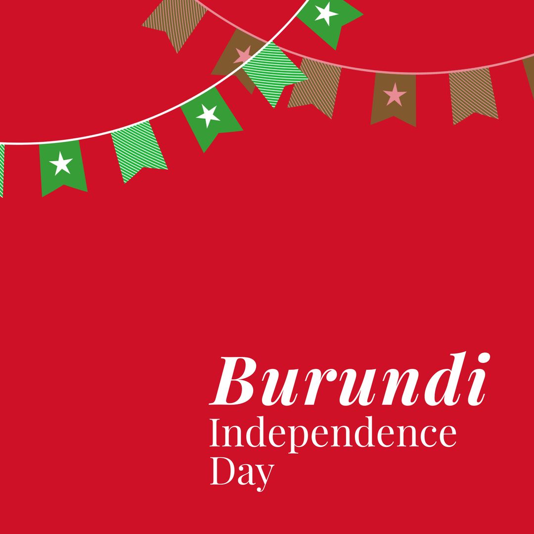 Burundi Independence Day Banner with Bunting on Red Background
