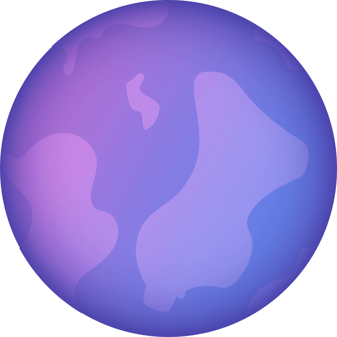 Transparent 3D Purple Gradient Sphere with Abstract Land Shapes